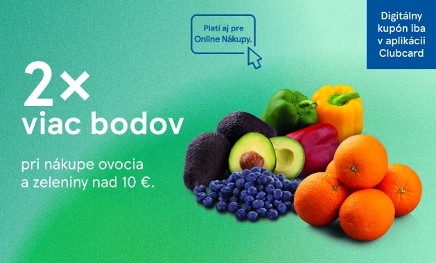 Získajte dvojnásobok bodov pri nákupe ovocia a zeleniny s Clubcard