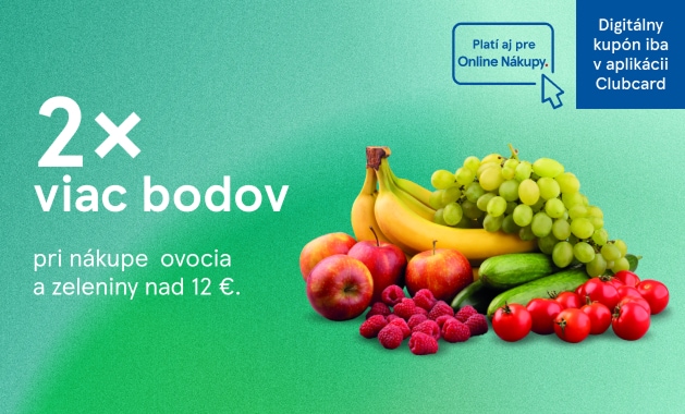 Získajte 2× viac bodov Clubcard pri nákupe ovocia a zeleniny