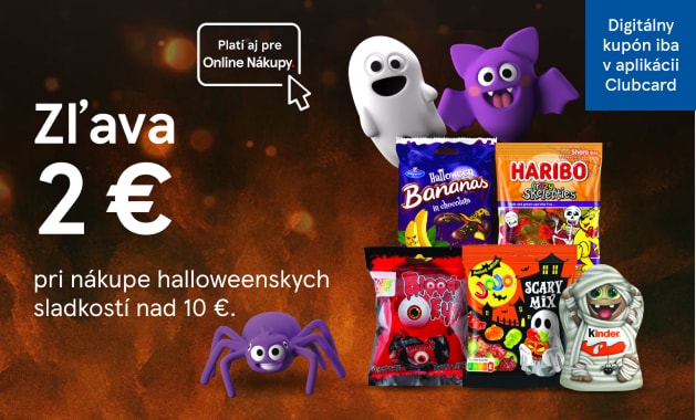 Získajte zľavu 2 € pri nákupe halloweenskych sladkostí s Clubcard