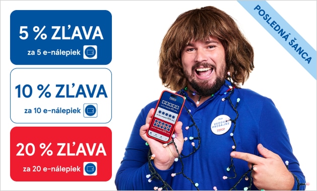 Zbierajte e-nálepky a ušetrite až 20 %