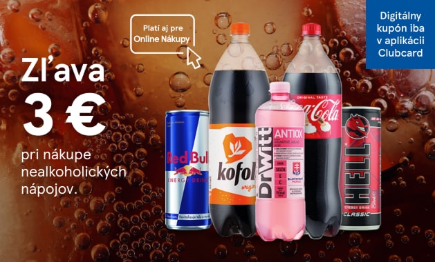 Zľava 3 € na nealkoholické nápoje s kupónom Clubcard