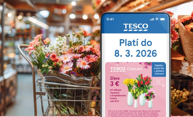 Nezmeškajte zľavu 3 € pri nákupe kvetov nad 15 € s kupónom v aplikácii Clubcard