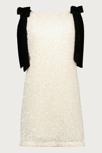 Flitrované šaty s mašľami