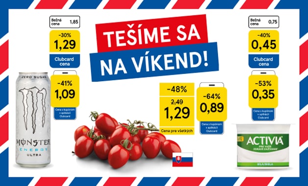 Víkendová superponuka  v aplikácii Clubcard