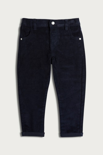 Tmavomodré menčestrové nohavice