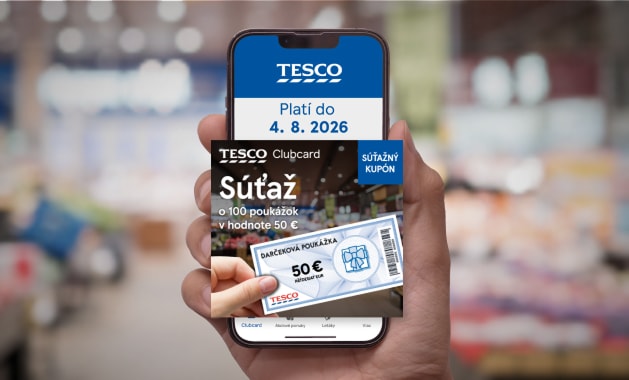 Vyhrajte Tesco poukážku v hodnote 50 € s aplikáciou Clubcard