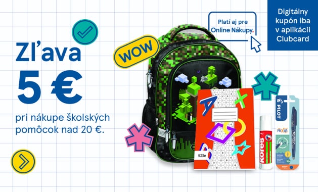 Zľava 5 € s Clubcard pri nákupe školských pomôcok