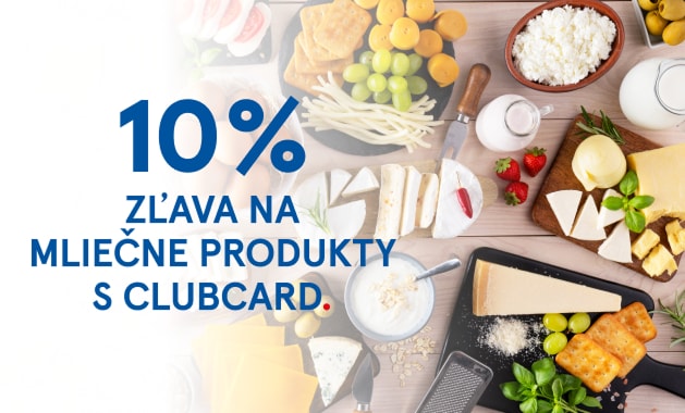 Zľava 10 % s Clubcard na mliečne produkty v Tescu Nesvady