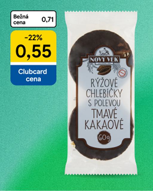 Nový Věk Chlebíčky ryžové s tmavou kakaovou polevou