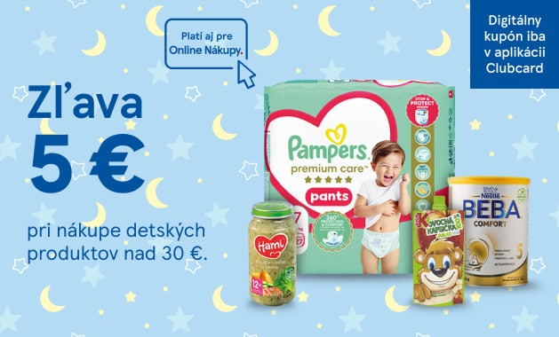 Zľava 5 € s Clubcard pri nákupe detských produktov