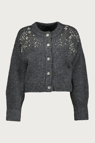 Sivý zdobený kardigán