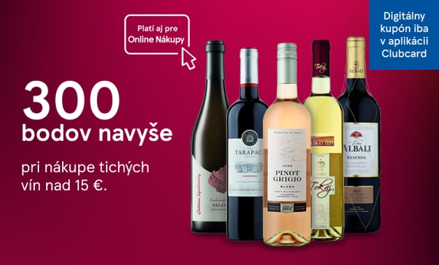 Získajte 300 bodov navyše pri nákupe tichých vín s Clubcard