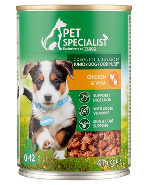 Pet Specialist kúsky pre šteňatá s teľacím a kuracím