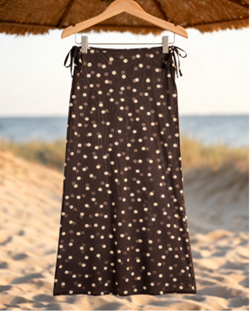 Hnedý bodkovaný sieťovaný maxi sarong