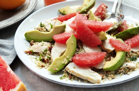 Image of "Chicken, pink grapefruit and avocado salad with citrus vinaigrette"