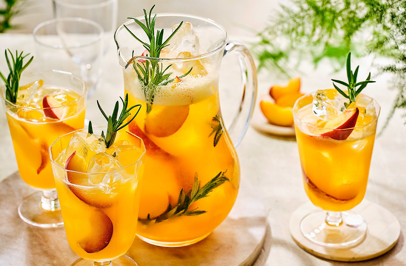 Peach and rosemary cooler