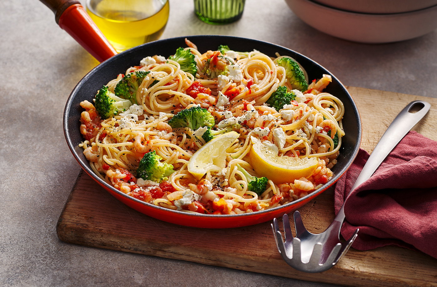 Spicy prawn pasta