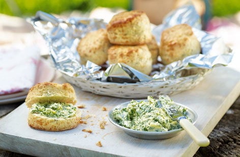 Image of "Three-cheese scones with herb butter"