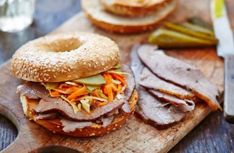 Image of "Leftover beef pastrami bagels"