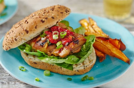 Image of "Korean BBQ chicken burgers"