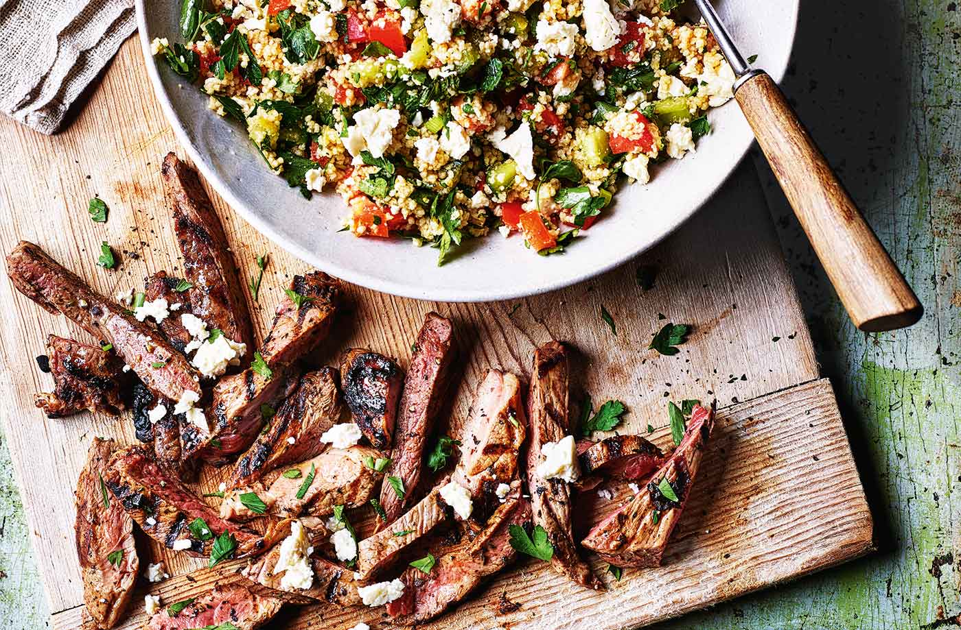 Minted lamb with couscous salad