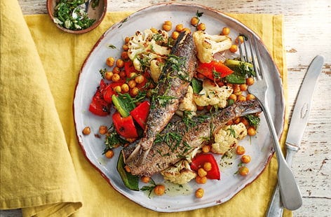 Image of "Sardines with roasted cauliflower and lime gremolata"