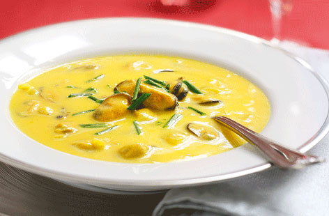 Image of "Mussel and saffron soup"