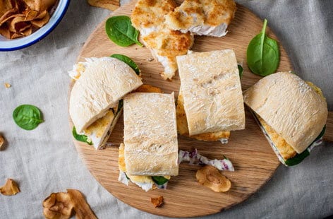 Luke Tipping's turkey schnitzel sandwich