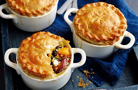 Image of "Individual squash and feta pot pies"