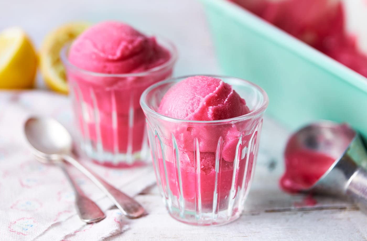 Rhubarb and gin sorbet