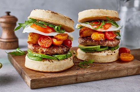 Image of "Breakfast crumpet burger "