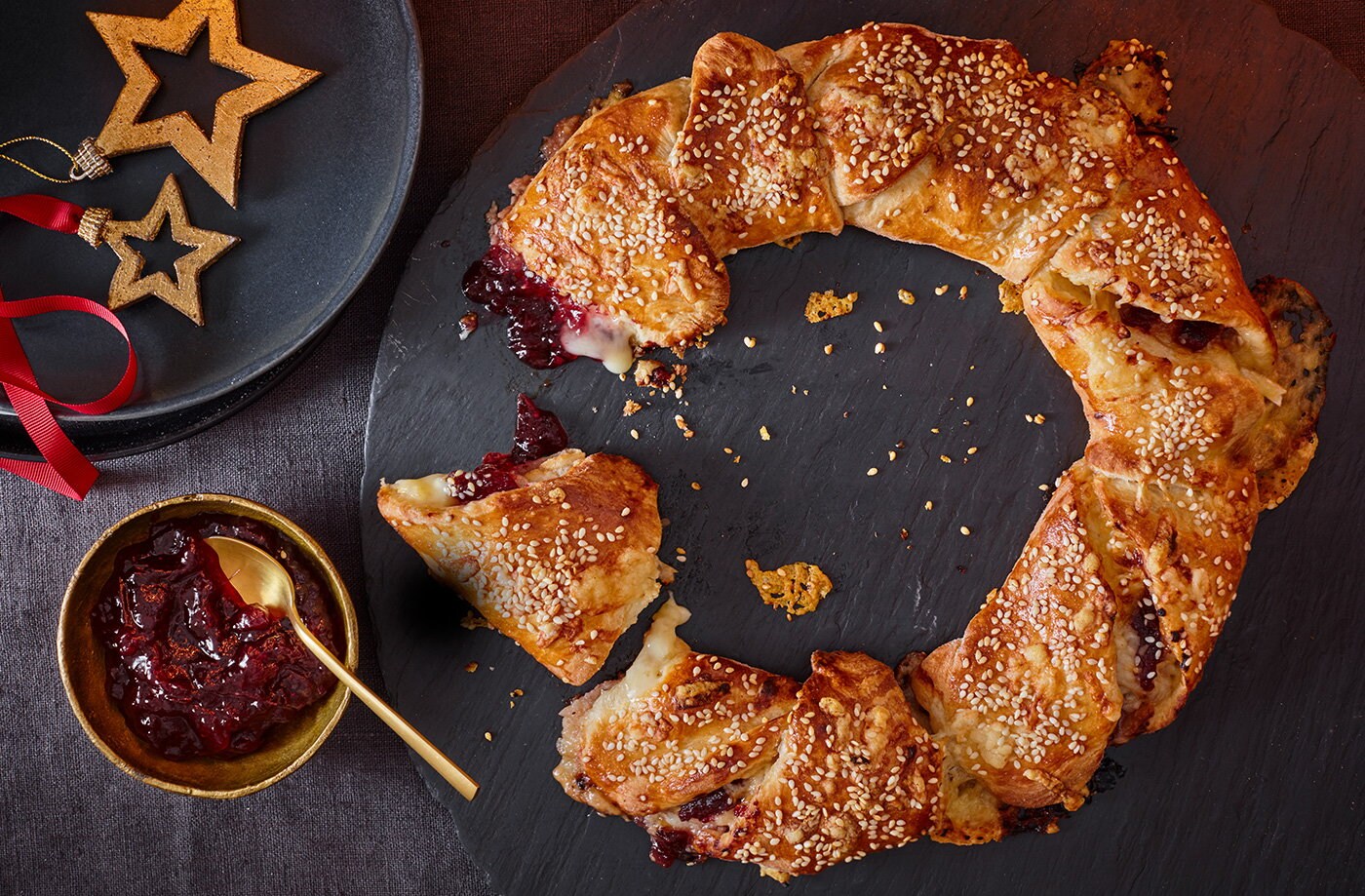 Turkey sandwich croissant wreath