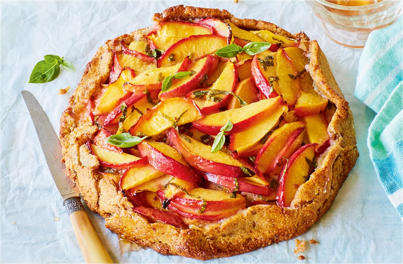 Nectarine and basil galette