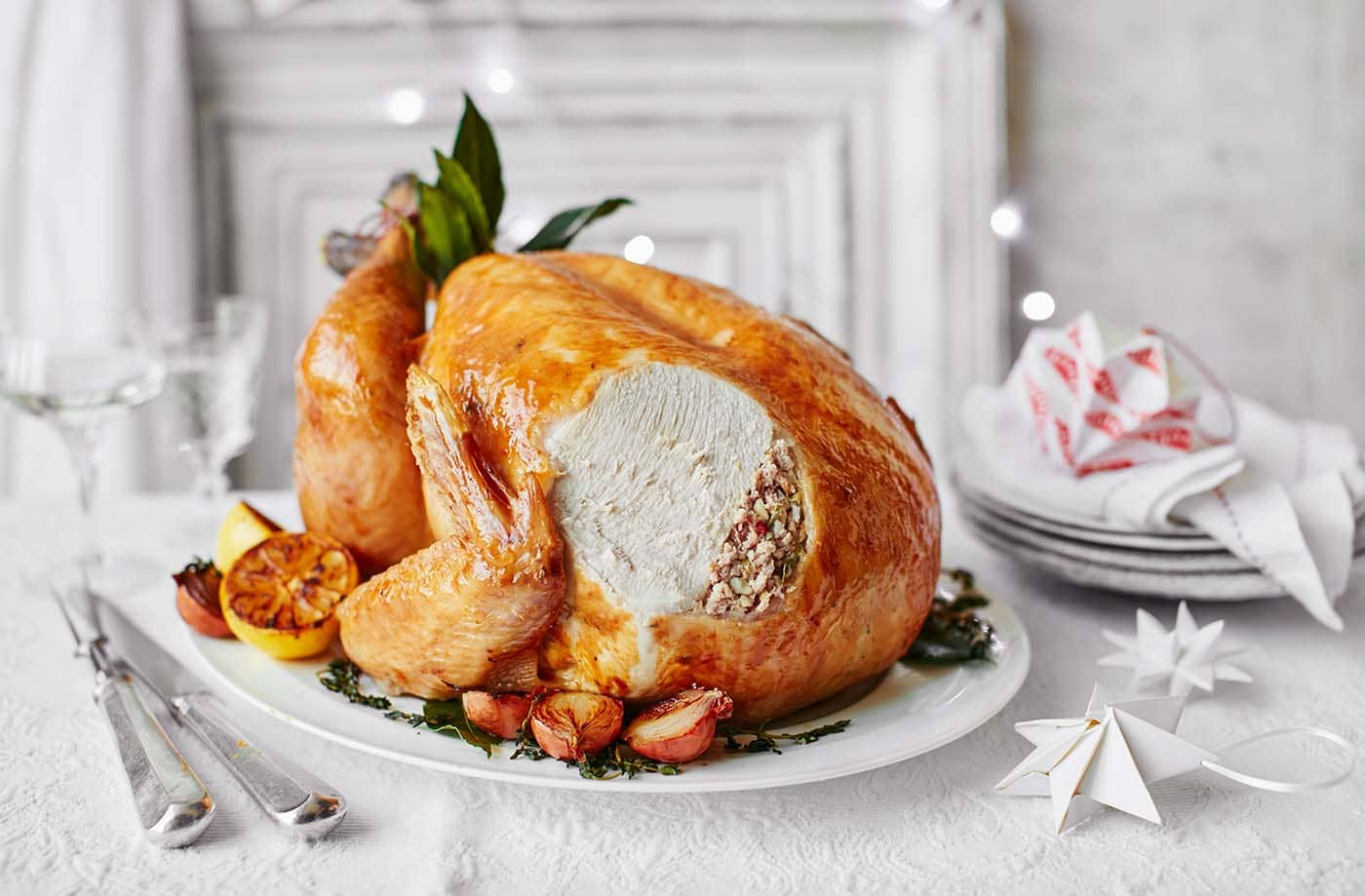 Roast turkey with pork, ginger and lime stuffing