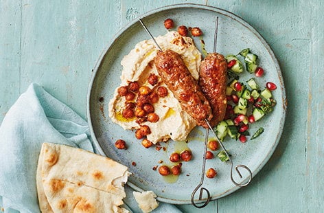 Image of "Lamb kofte with houmous "