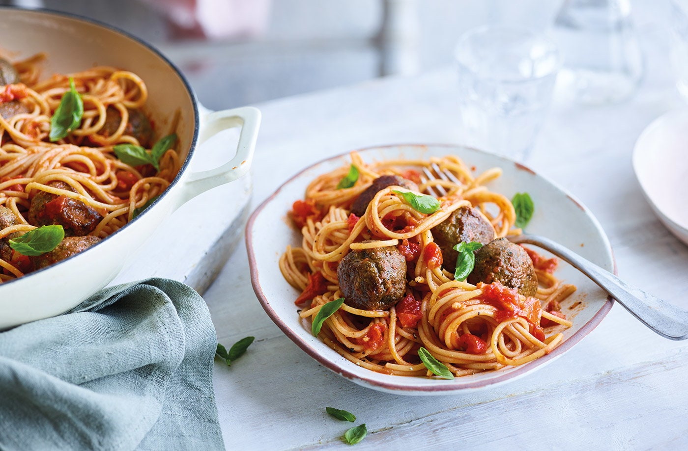 Aubergine vegballs with tomato sauce