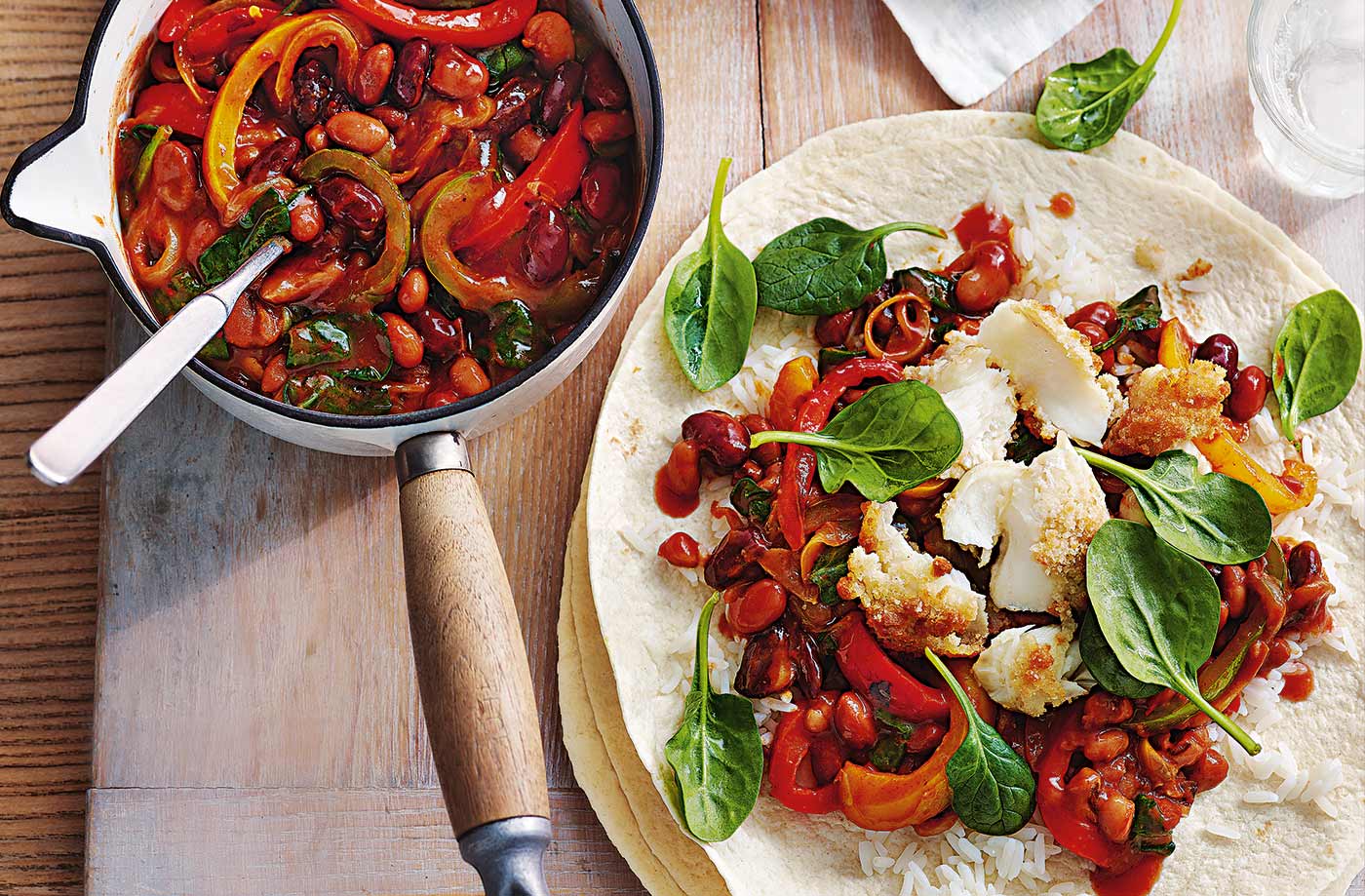 Loaded fish burritos