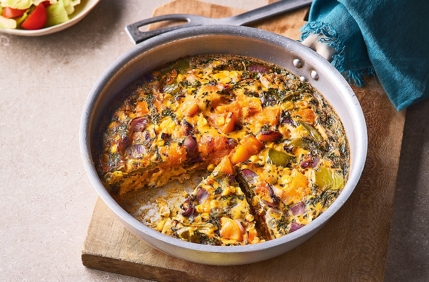 Roasted butternut squash and corn frittata