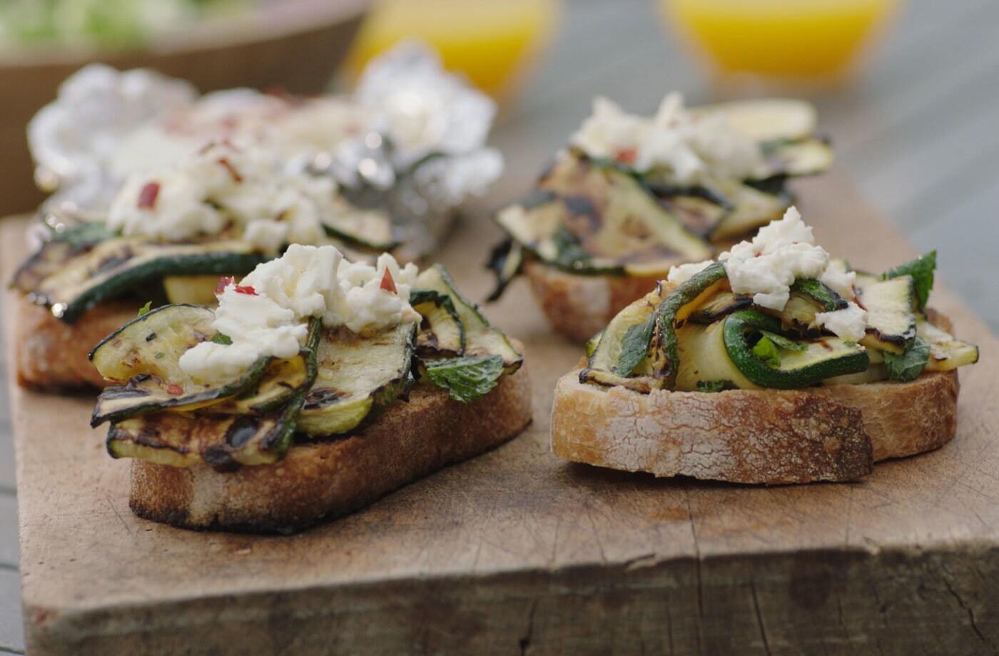 Courgette and feta bruschetta