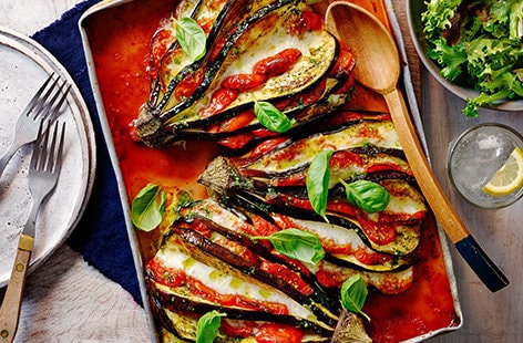Image of "Hasselback aubergine parmigiana"