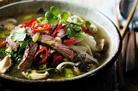 Image of "Miso ramen with beef, mushrooms and greens"