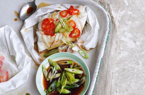 Steamed fish with soy dressing