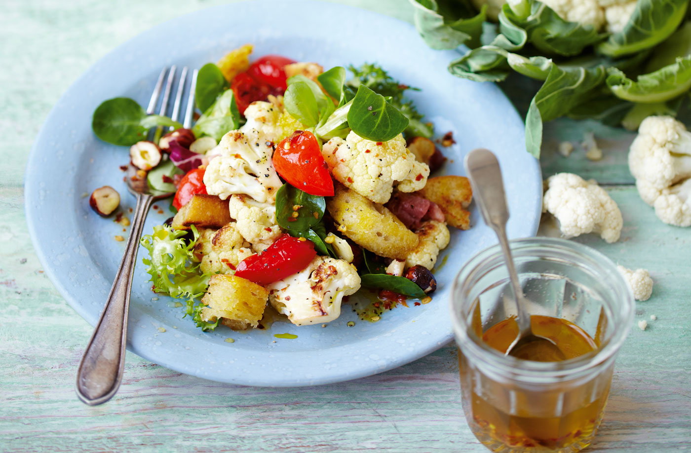 Cauliflower, pancetta & hazelnut salad
