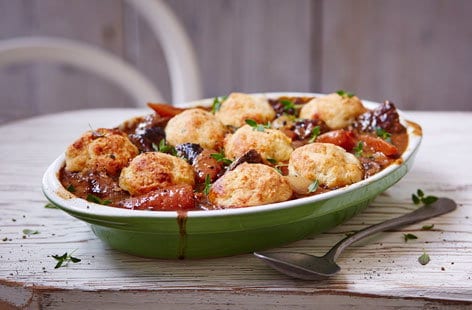 Image of "Beef and kidney stew with Parmesan and thyme dumplings "