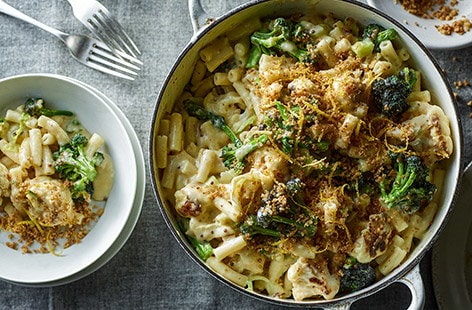 Image of "Stovetop cauliflower and broccoli mac and cheese"