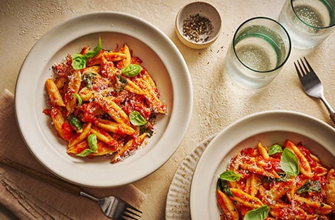 Image of "Scissor cut arrabbiata pasta"