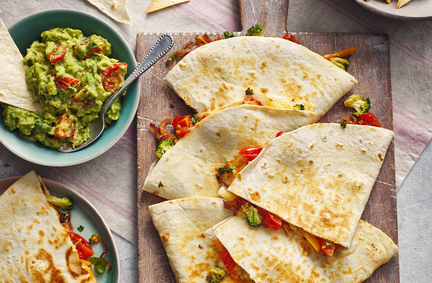 Loaded vegetable quesadillas