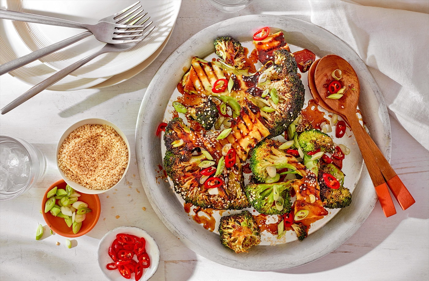 Teriyaki marinated broccoli