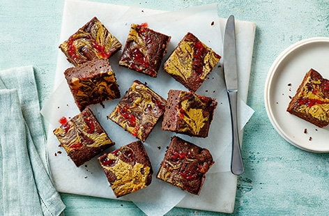 Image of "Vegan peanut butter and jam brownies"