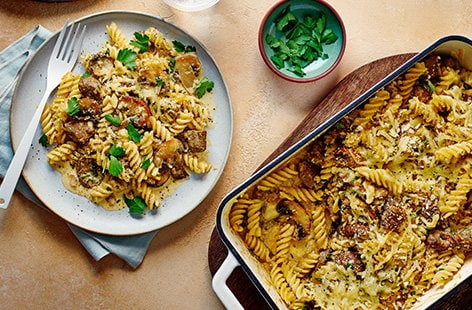 Leftover beef stroganoff pasta bake
